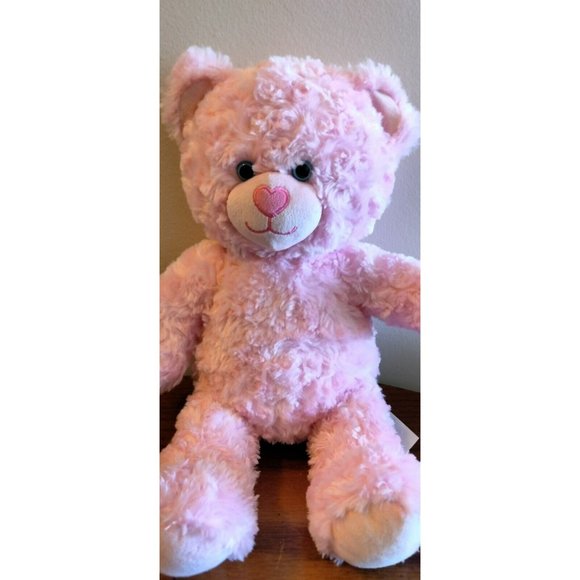 Build A Bear Heartbeat Plush Bear Pink 17” Blue Eyes - Picture 3 of 7